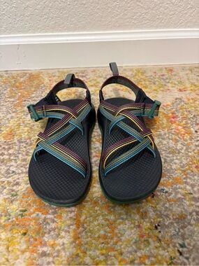 Chaco Kids' Sandals in Black with Multicolor Webbing